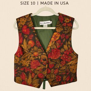 Vintage JH Collectibles Fall Floral Tapestry Vest | Size 10 | Made in USA 🇺🇸